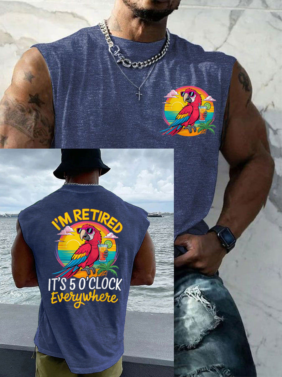 LI'm Retired It's 5 O'clock Everywhere Parrot Casual Tank Top para hombre