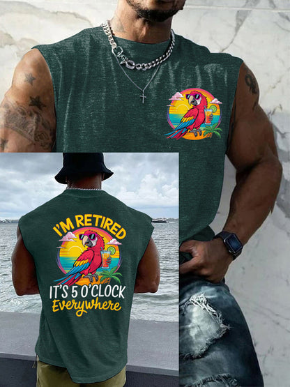 LI'm Retired It's 5 O'clock Everywhere Parrot Casual Tank Top para hombre