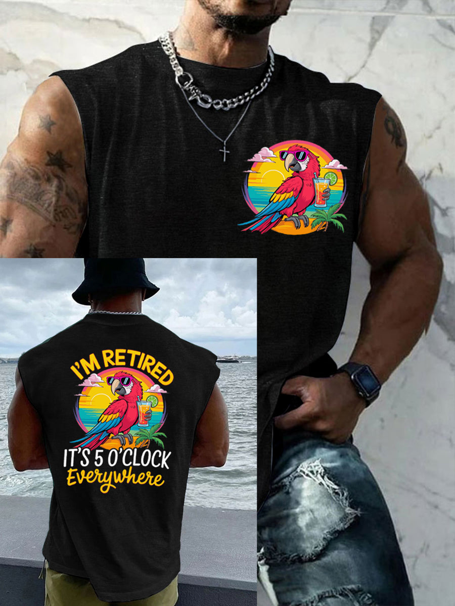 LI'm Retired It's 5 O'clock Everywhere Parrot Casual Tank Top para hombre