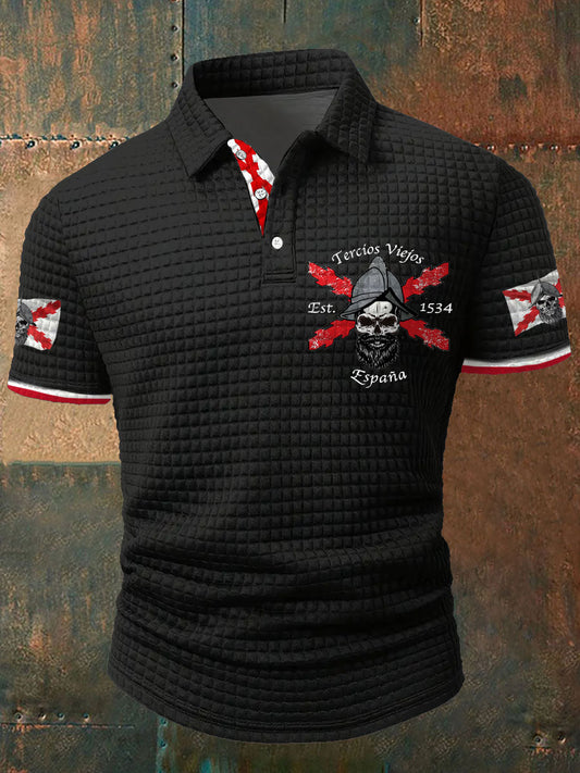 Cruz de España de Borgoña Tercio Impreso Casual Tops de los hombres
