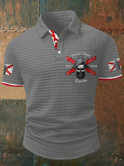 Cruz de España de Borgoña Tercio Impreso Casual Tops de los hombres