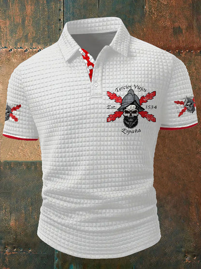 Cruz de España de Borgoña Tercio Impreso Casual Tops de los hombres