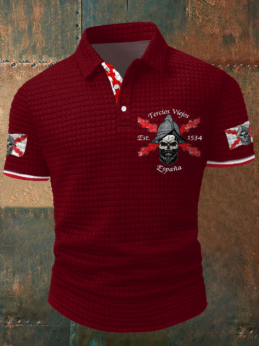Cruz de España de Borgoña Tercio Impreso Casual Tops de los hombres