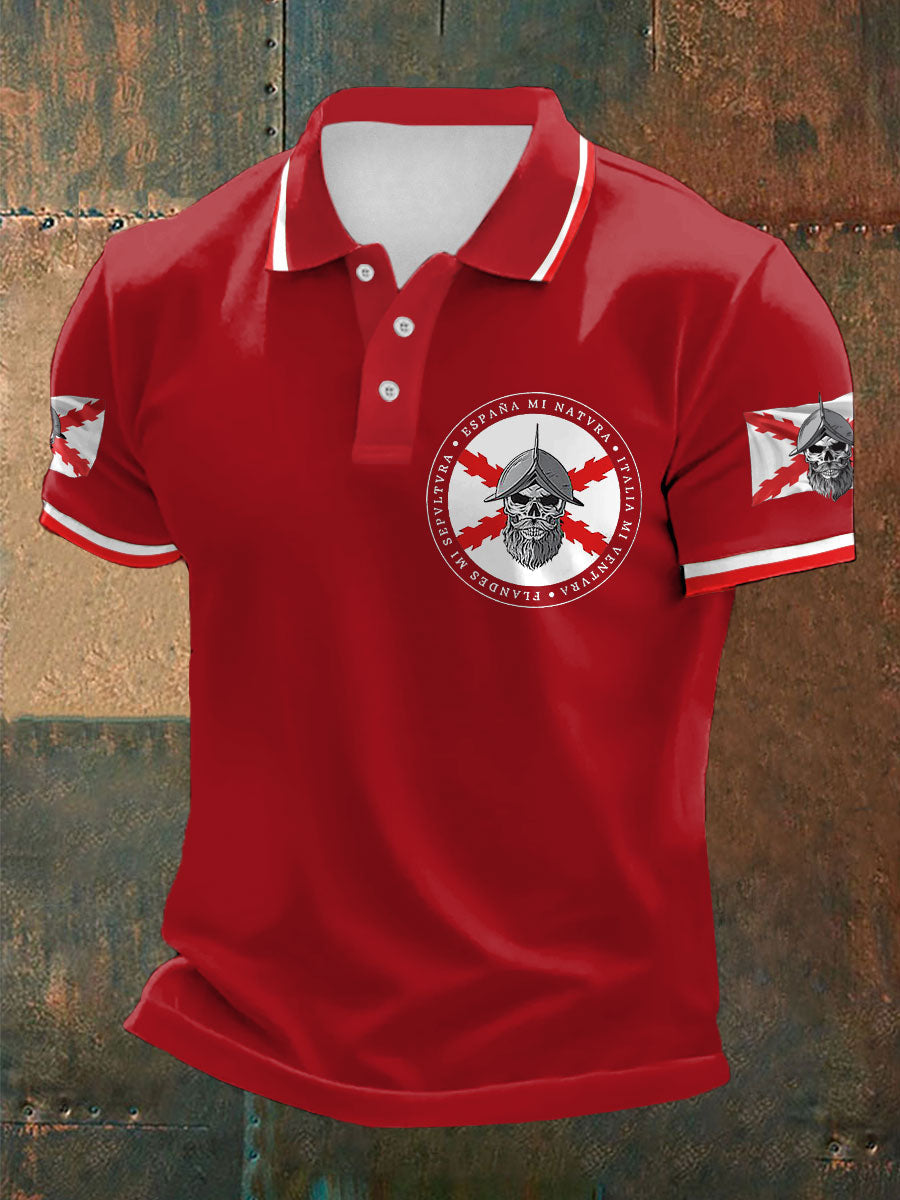 Cruz de España de Borgoña Tercio Impreso Casual Tops de los hombres