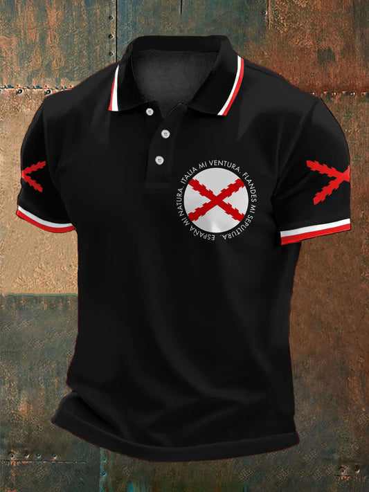 Cruz de España de Borgoña Tercio Impreso Casual Tops de los hombres