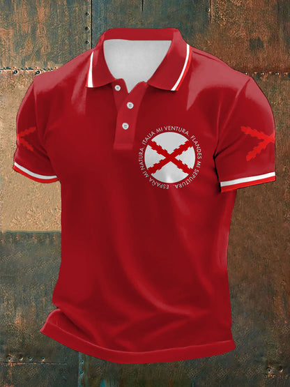 Cruz de España de Borgoña Tercio Impreso Casual Tops de los hombres