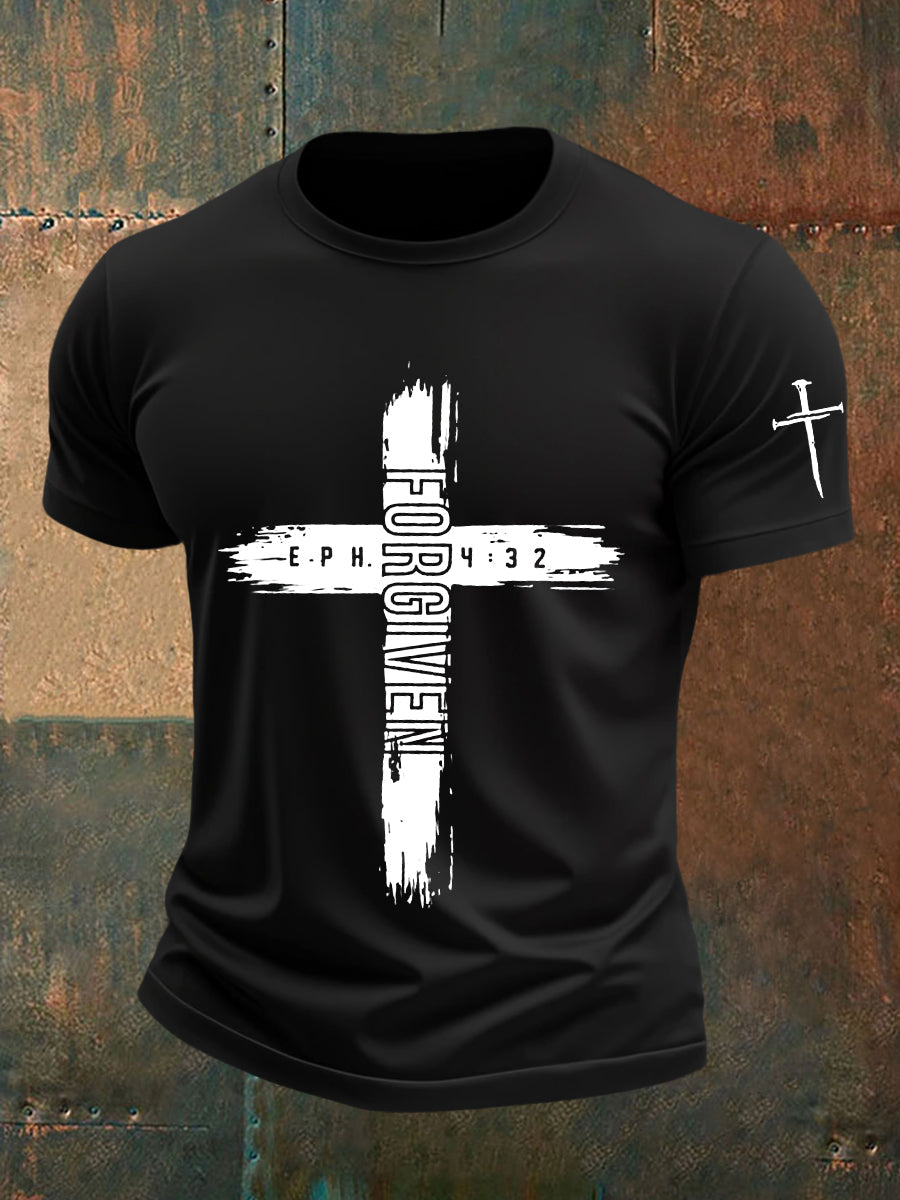 Camiseta de manga corta Forgiven Faith Cross para hombre