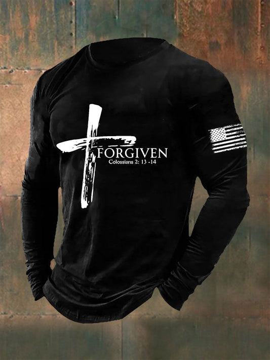 Forgiven Faith Cross Camiseta de manga larga para hombre