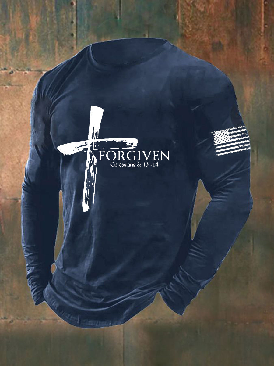 Forgiven Faith Cross Camiseta de manga larga para hombre