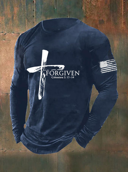 Forgiven Faith Cross Camiseta de manga larga para hombre