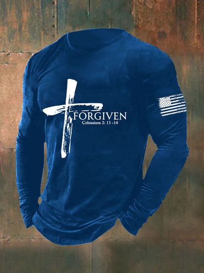 Forgiven Faith Cross Camiseta de manga larga para hombre
