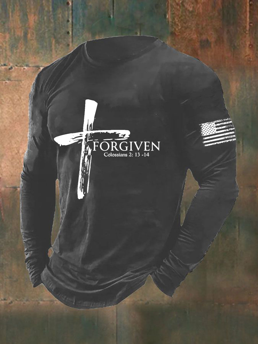 Forgiven Faith Cross Camiseta de manga larga para hombre