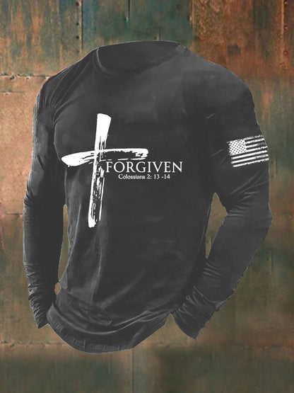 Forgiven Faith Cross Camiseta de manga larga para hombre