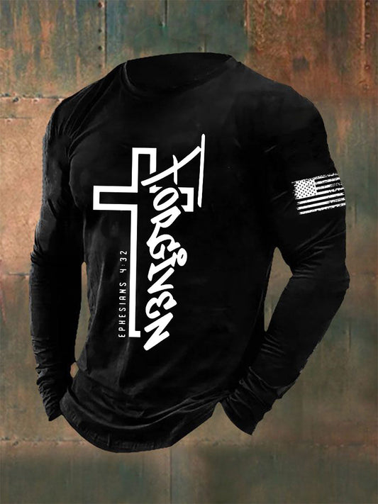 Forgiven Faith Cross Camiseta de manga larga para hombre