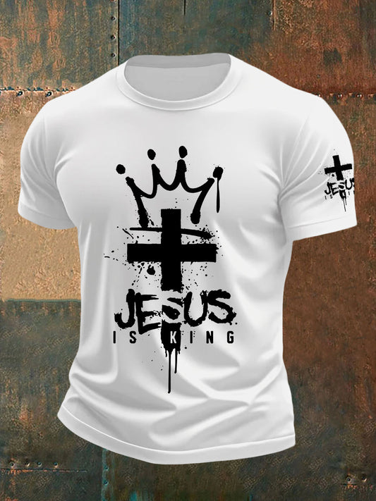 Camiseta de manga corta Jesus is King para hombre