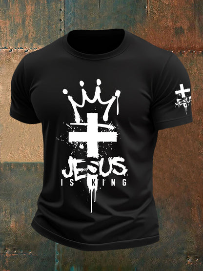 Camiseta de manga corta Jesus is King para hombre