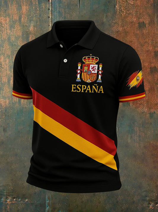 Top de manga corta casual patriótico de la bandera española de los hombres