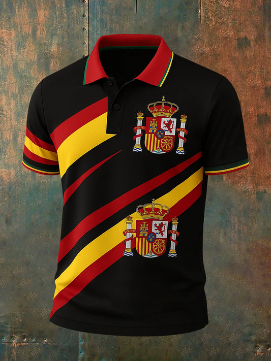 Top de manga corta casual patriótico de la bandera española de los hombres