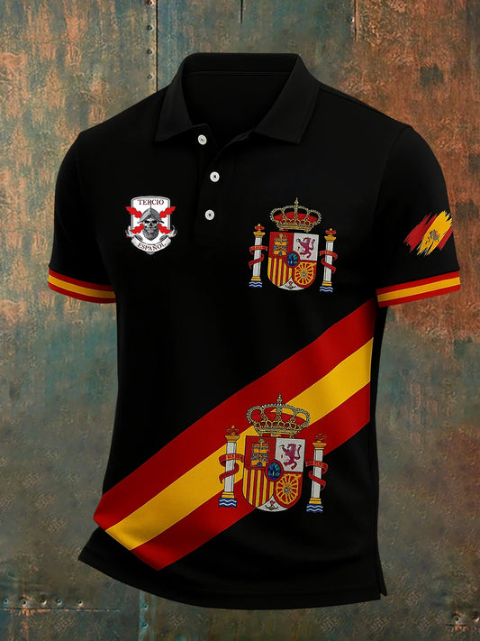 Top de manga corta casual patriótico de la bandera española de los hombres