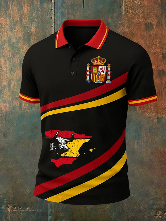 Top de manga corta casual patriótico de la bandera española de los hombres