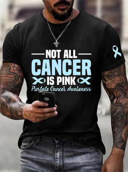 Camiseta casual de la impresión de la conciencia del cáncer de próstata de los hombres
