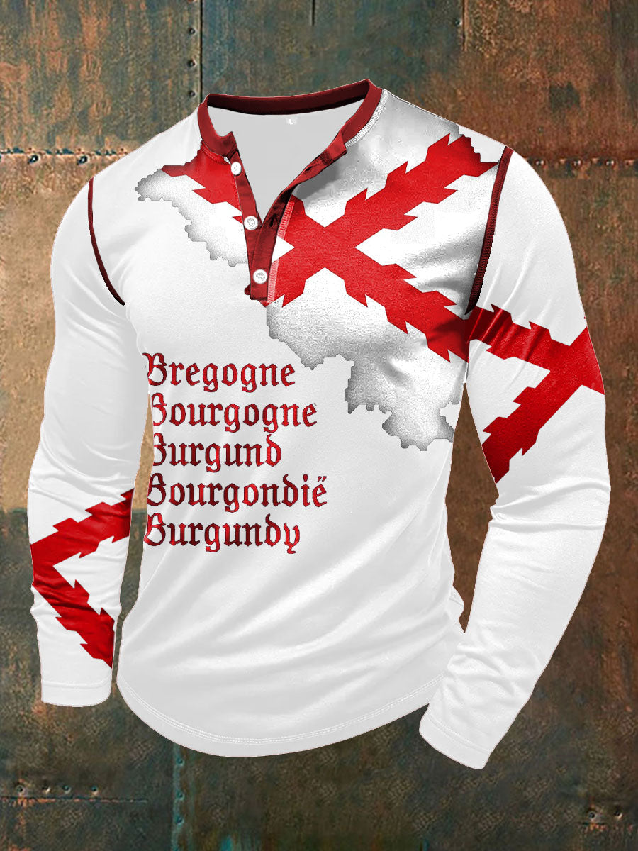 Cruz de los hombres de Borgoña Tercio Impreso Casual Tops