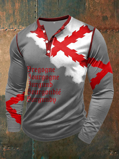 Cruz de los hombres de Borgoña Tercio Impreso Casual Tops