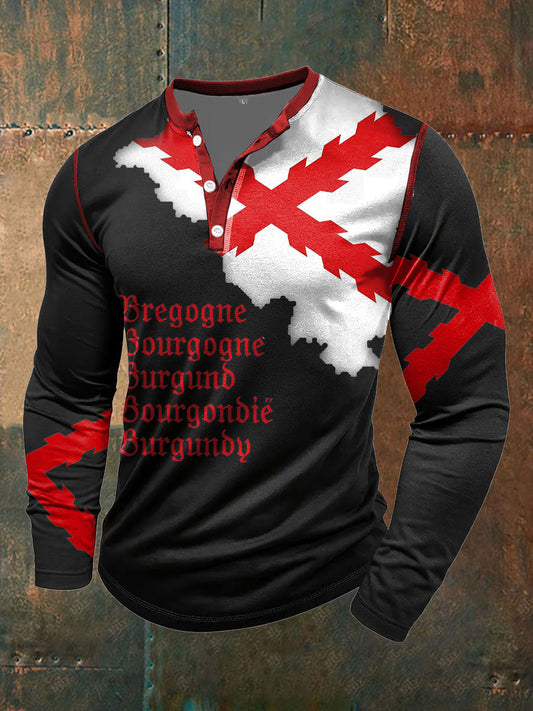 Cruz de los hombres de Borgoña Tercio Impreso Casual Tops