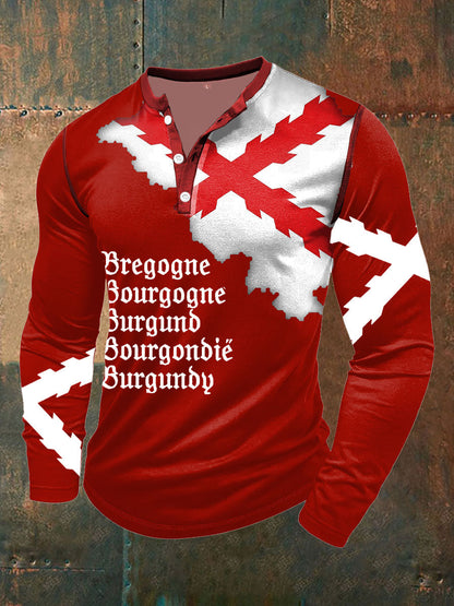 Cruz de los hombres de Borgoña Tercio Impreso Casual Tops