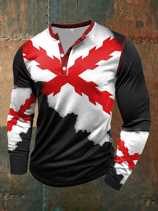 Cruz de los hombres de Borgoña Tercio Impreso Casual Tops
