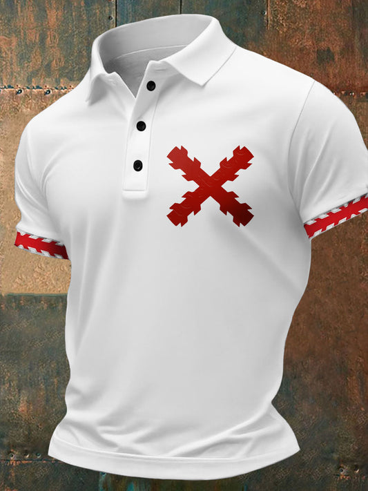 Hombres Cruz de Borgoña Tercio Impreso Casual Tops