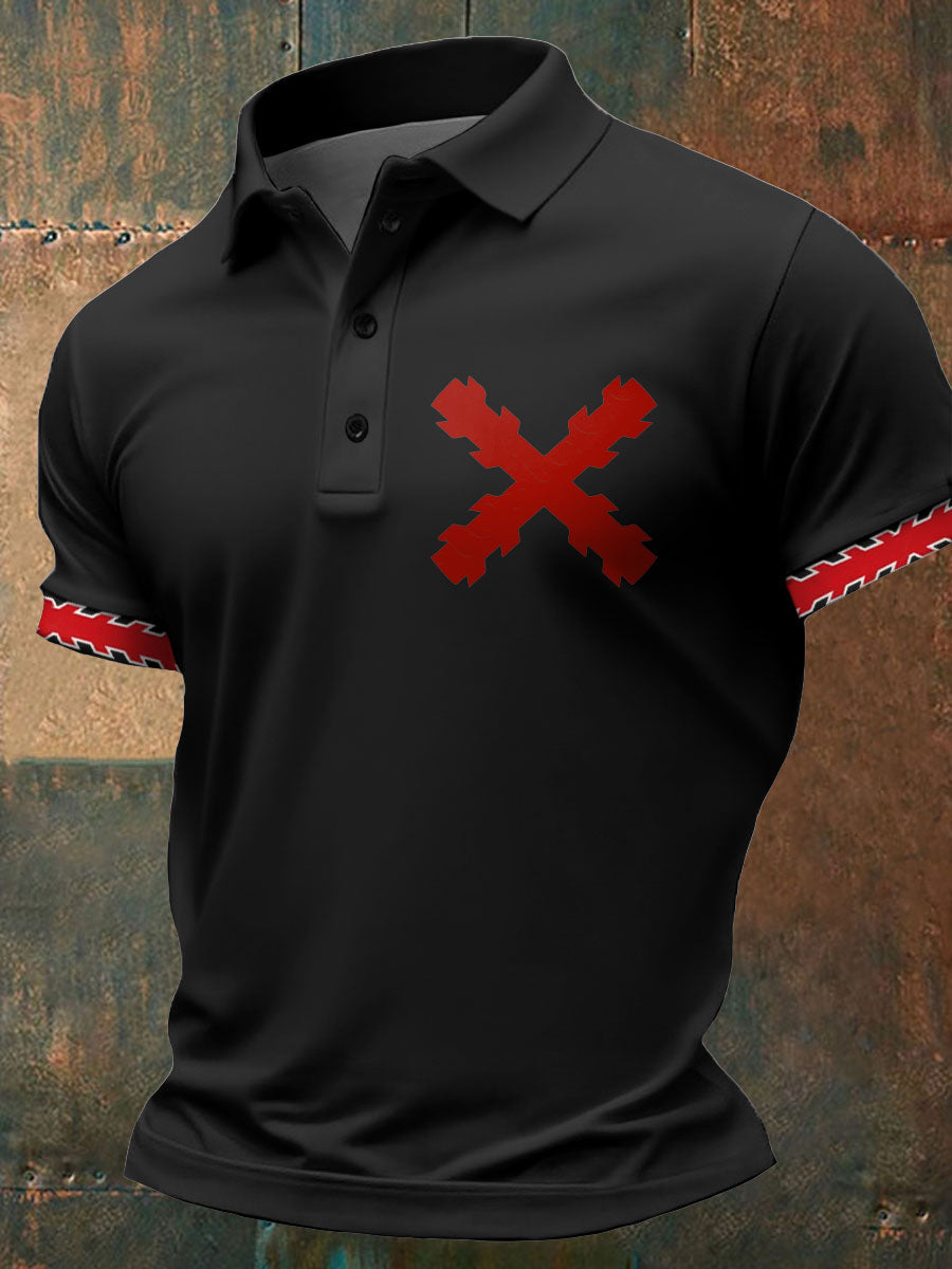 Hombres Cruz de Borgoña Tercio Impreso Casual Tops