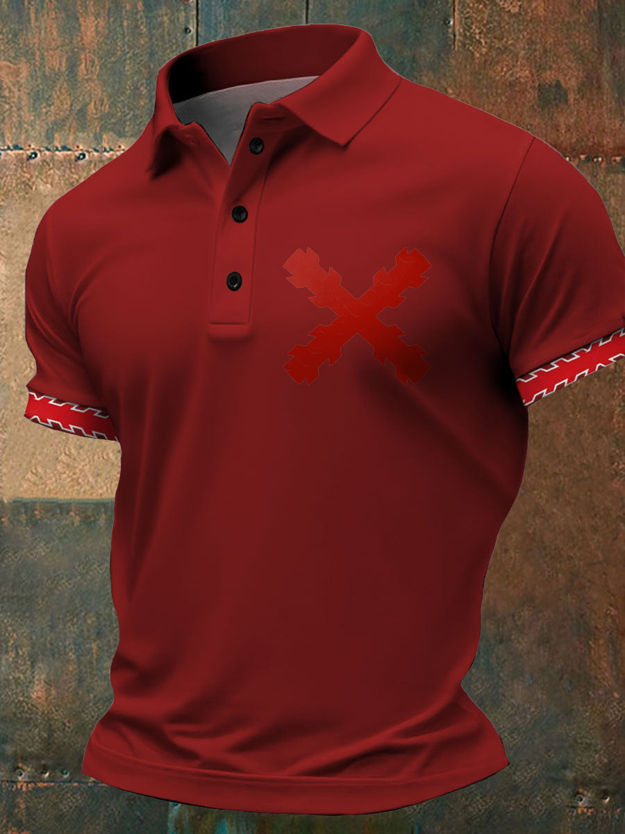 Hombres Cruz de Borgoña Tercio Impreso Casual Tops