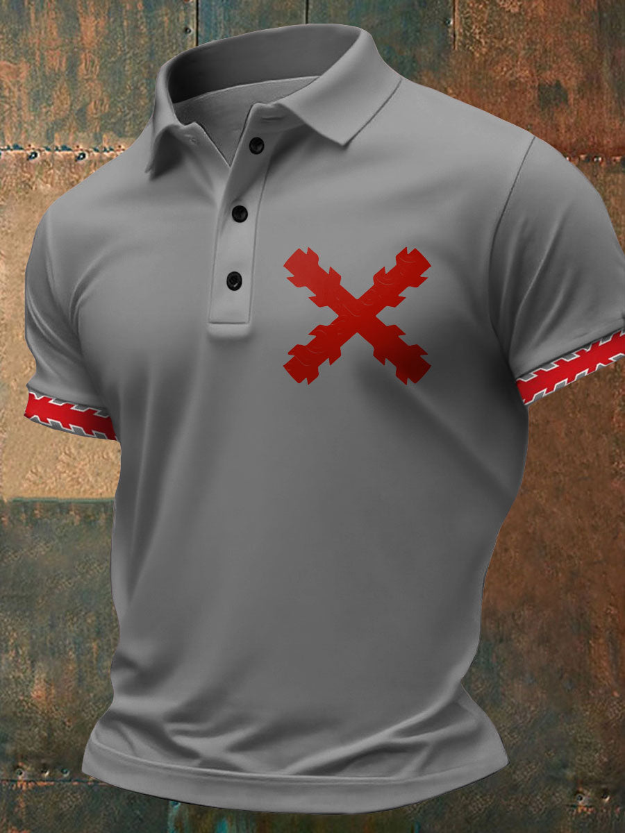 Hombres Cruz de Borgoña Tercio Impreso Casual Tops