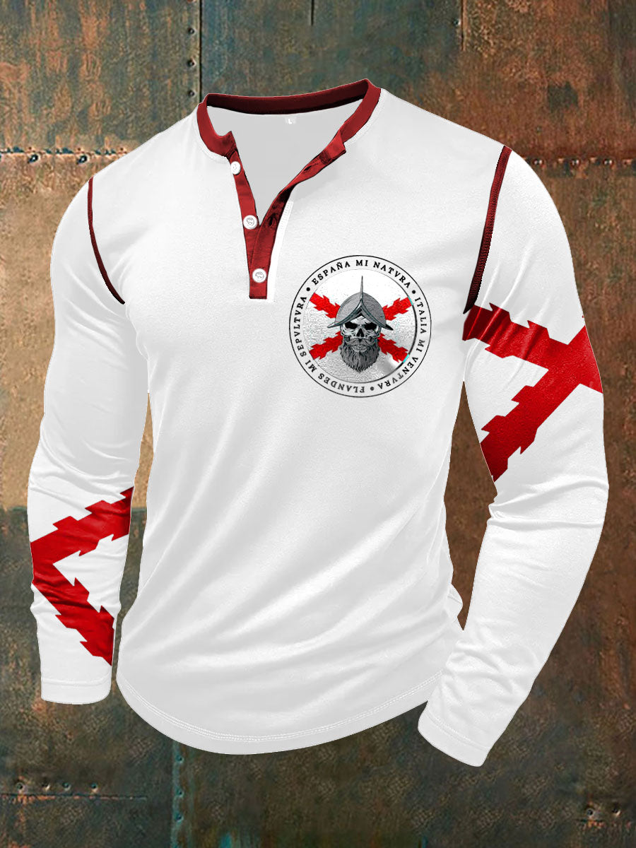 Cruz de los hombres de Borgoña Tercio Impreso Casual Tops