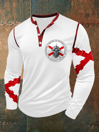 Cruz de los hombres de Borgoña Tercio Impreso Casual Tops