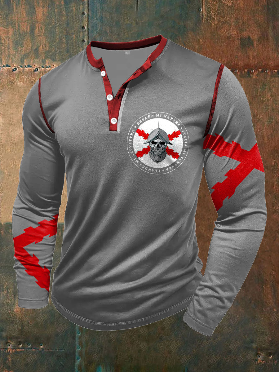 Cruz de los hombres de Borgoña Tercio Impreso Casual Tops