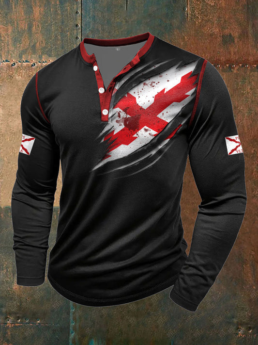 Cruz de los hombres de Borgoña Arte Tercio Impreso Casual Tops