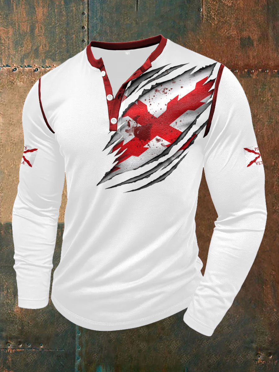Cruz de los hombres de Borgoña Arte Tercio Impreso Casual Tops