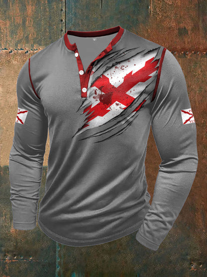 Cruz de los hombres de Borgoña Arte Tercio Impreso Casual Tops