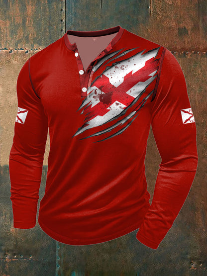 Cruz de los hombres de Borgoña Arte Tercio Impreso Casual Tops