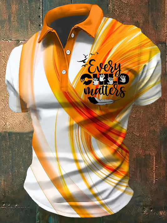 Top Casual Estampado Diario Camisa Naranja para Hombre