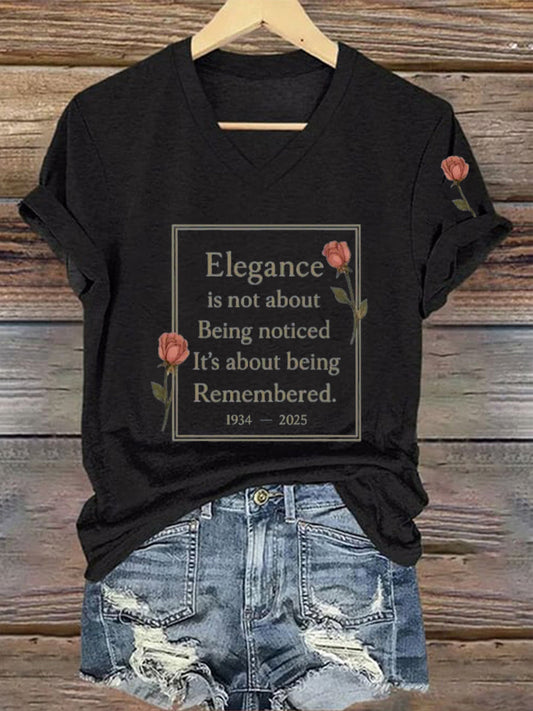 Camiseta La elegancia de las mujeres es sobre ser recordado cita