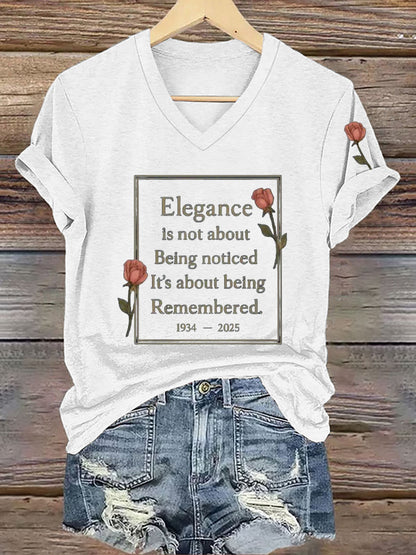 Camiseta La elegancia de las mujeres es sobre ser recordado cita