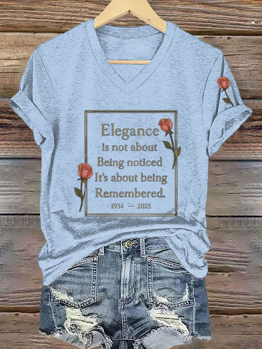 Camiseta La elegancia de las mujeres es sobre ser recordado cita