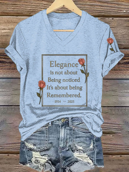 Camiseta La elegancia de las mujeres es sobre ser recordado cita