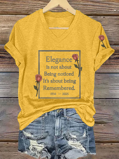 Camiseta La elegancia de las mujeres es sobre ser recordado cita