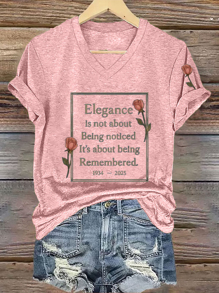Camiseta La elegancia de las mujeres es sobre ser recordado cita