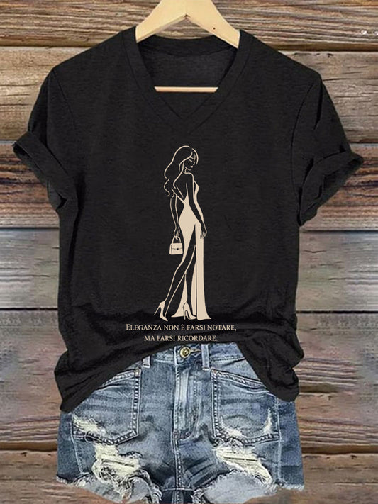 Camiseta La elegancia de las mujeres es sobre ser recordado cita