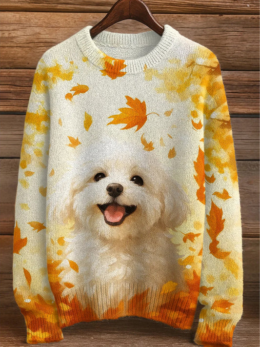 Suéter casual con estampado animal abstracto vintage
